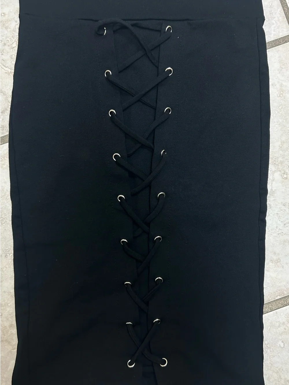 Windsor Black Lace-Up Front Pencil Skirt